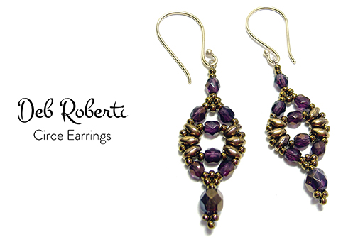 Circe Earrings, SuperDuo and crystal design by Deb Roberti