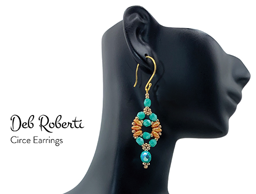 Circe Earrings, SuperDuo and crystal design by Deb Roberti