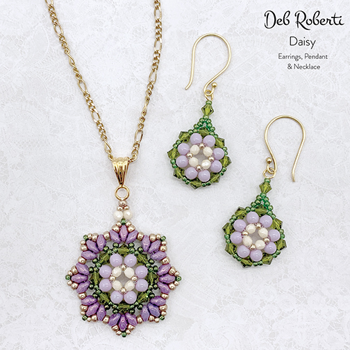Daisy Earring, Pendant & Necklace designed by Deb Roberti