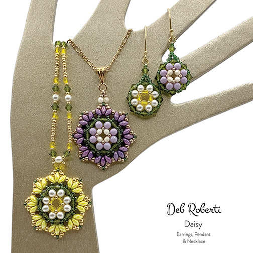 Daisy Earring, Pendant & Necklace designed by Deb Roberti