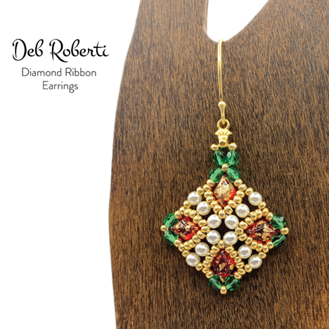 Diamond Ribbon Earrings and Necklace, design by Deb Roberti