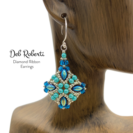Diamond Ribbon Earrings and Necklace, design by Deb Roberti