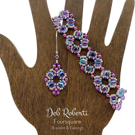 Foursquare Bracelet & Earrings, design by Deb Roberti Foursquare Bracelet & Earrings, design by Deb Roberti