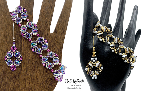 Foursquare Bracelet & Earrings, design by Deb Roberti Foursquare Bracelet & Earrings, design by Deb Roberti