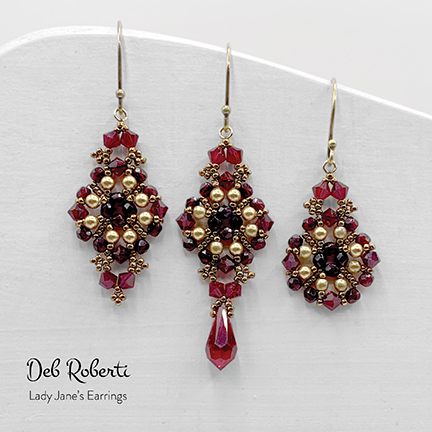 Lady Jane's Earrings & Pendant, design by Deb Roberti