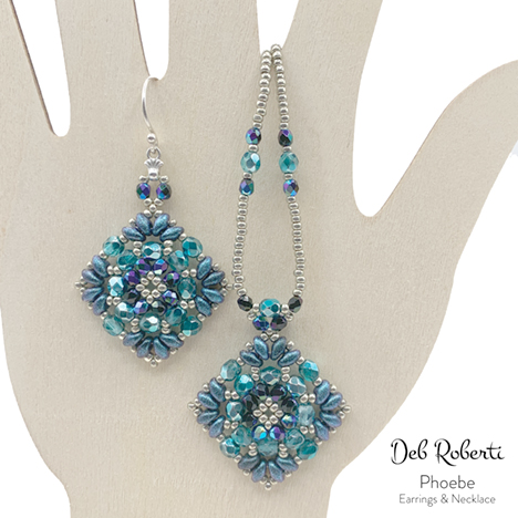 Phoebe Earrings and Necklace, design by Deb Roberti