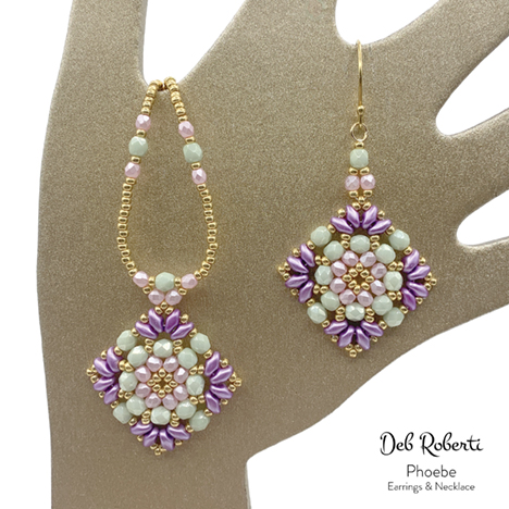Phoebe Earrings and Necklace, design by Deb Roberti