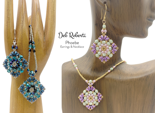 Phoebe Earrings and Necklace, design by Deb Roberti