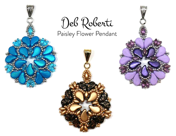 Paisley Flower Pendants beaded up by Betsy Ramsey