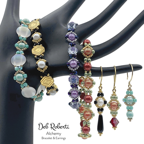 Alchemy Bracelet & Earrings, free pattern, design by Deb Roberti