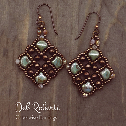 Crosswise Earrings, free Ginko bead pattern