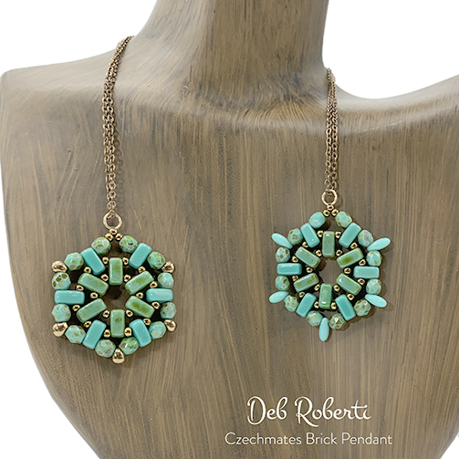 Czechmates Brick Pendant, free pattern at AroundTheBeadingTable.com