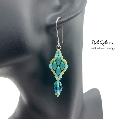 IrisDuo Drop Earrings, free bead pattern that features IrisDuo beads