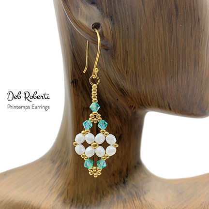 Printemps Earrings & Pendant, design by Deb Roberti, free pattern at AroundTheBeadingTable.com