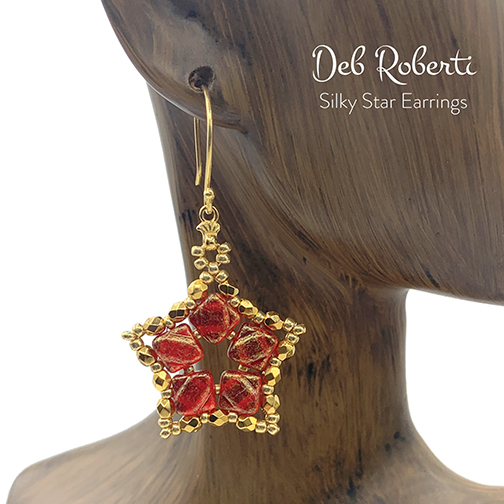 Silky Star Earrings, free pattern at AroundTheBeadingTable.com