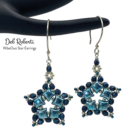 WibeDuo Star Earrings, free pattern using WibeDuo beads