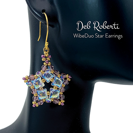 WibeDuo Star Earrings, free pattern using WibeDuo beads